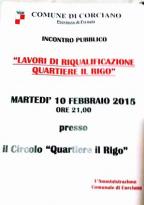 10409177_781466088568879_2645423816153985631_n Il 10 febbraio si parlerà dei lavori di riqualificazione del Rigo