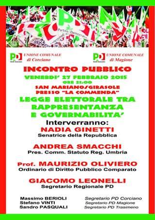 Il PD organizza un incontro pubblico sulla legge elettorale 