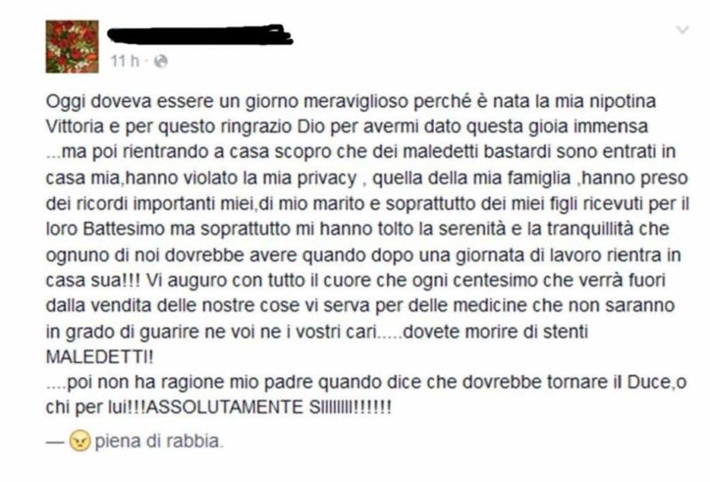 Furto in pieno giorno a San Mariano: la rabbia della famiglia 
