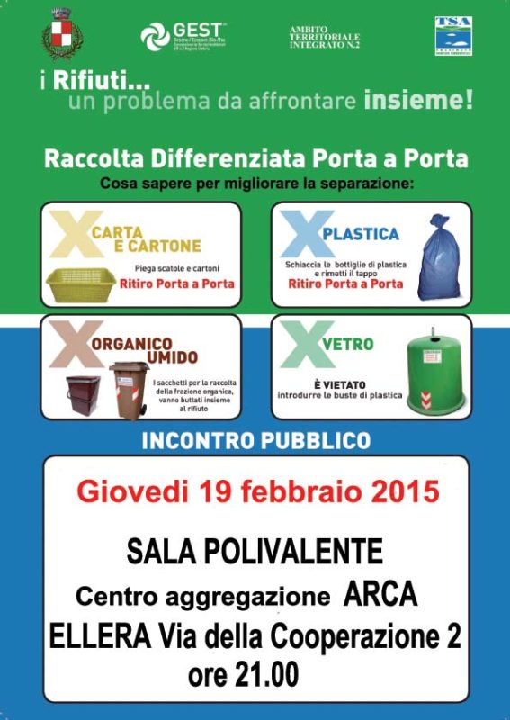 19 febbraio: assemblea sulla raccolta differenziata a Ellera 