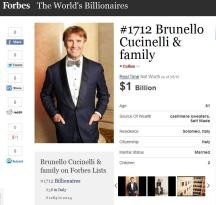 Da Solomeo a Forbes, Cucinelli è fra gli uomini più ricchi al mondo