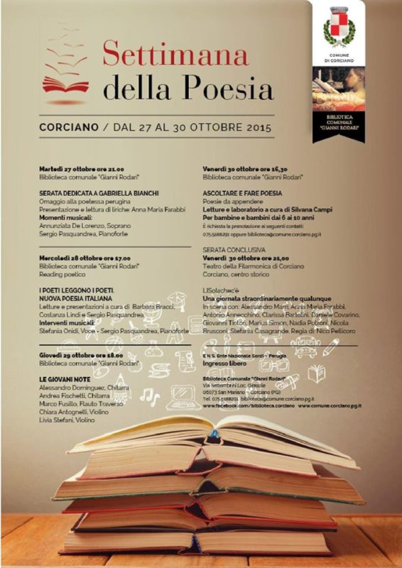 "Settimana della Poesia" dal 27 al 30 ottobre a San Mariano 