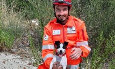 Il volontario Francesco e la cagnolina Frida di OVUS pronti alla ricerca di persone sotto le macerie