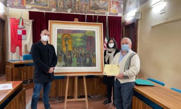 Importante donazione a Corciano, il Comune riceve il quadro di Arturo Checchi “La Processione”
